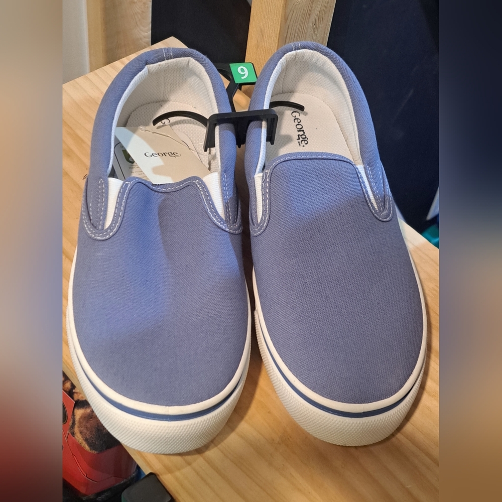 George Mens Blue Slip-On Sneakers